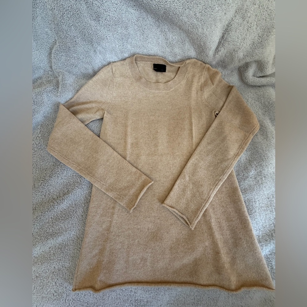 J. Crew Women's Beige Cashmere  Crew Neck Sweater
